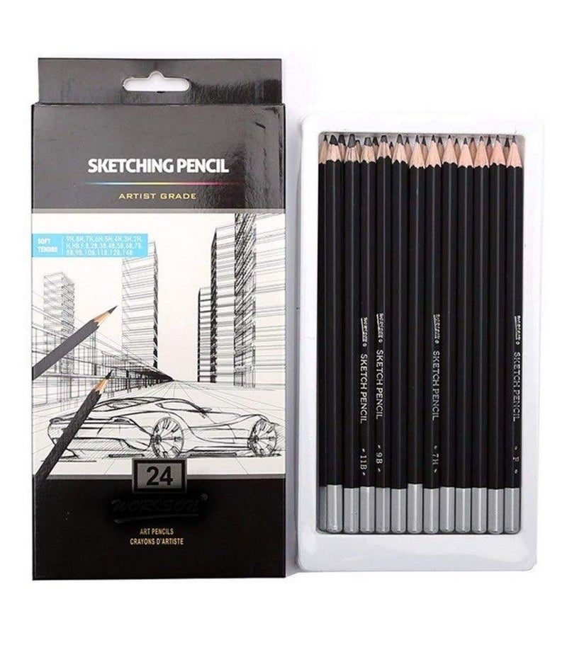 Paaroots Paaroots Artist Grade Quality Fine Art Drawing & Sketching Pencils - 24Pcs Art Pencils (H-14B)  - Image 1