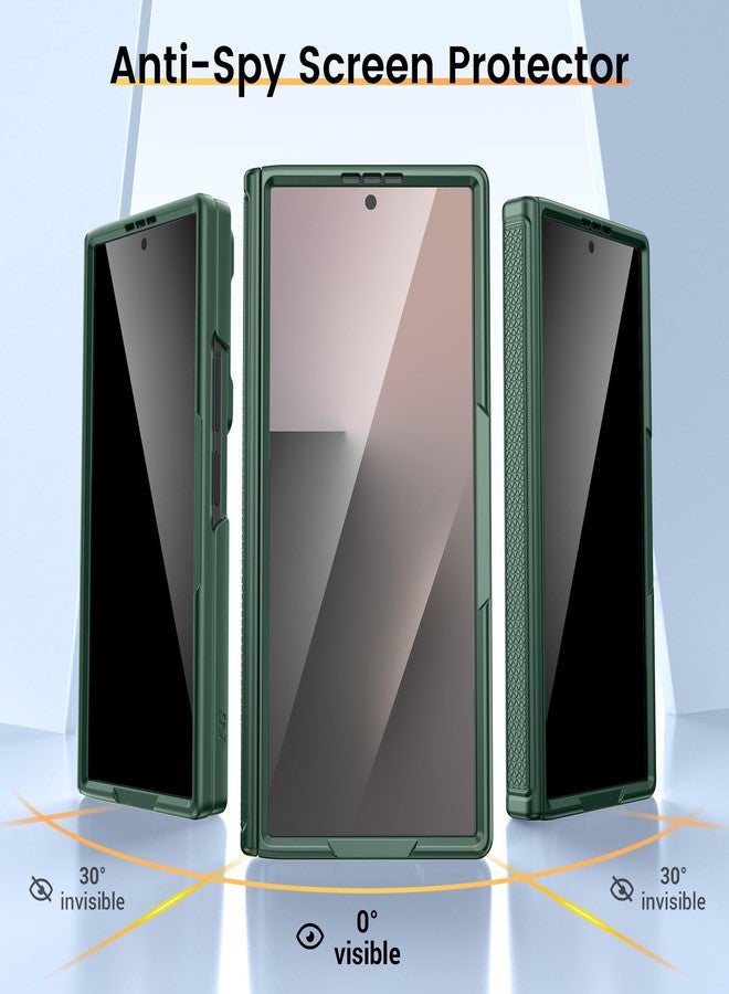 VEGO for Samsung Galaxy Z Fold 7 Case with Hinge Protection, Full-Body Case Built-in Privacy Screen Protector & Slide Camera Cover & Rotat Ring Stand Shockproof Hard Phone Case for Galaxy Fold 7-Green - Image 3