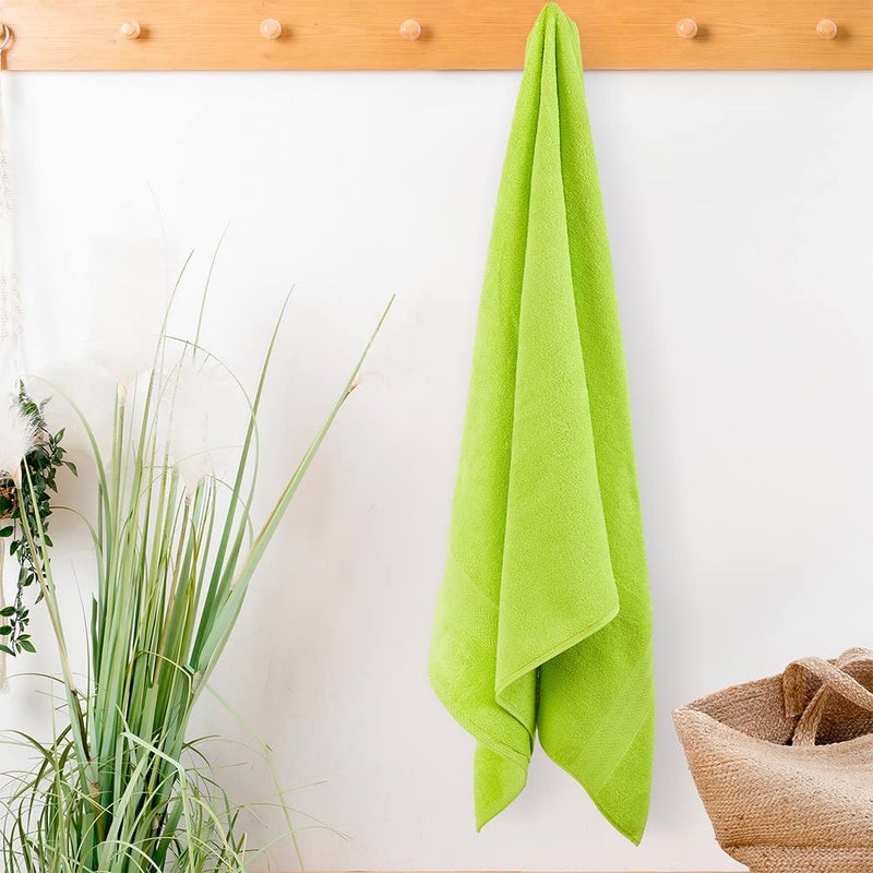 Layers 100% Cotton Bath Towel, 410 GSM (Green, Solid Pattern) Be Bold Collection, Light Weight, Zero Twist, AZO-Free, Moisture Absorbent, Quick Dry Towel, Bathroom Accessories (Pack of 1) - Image 1