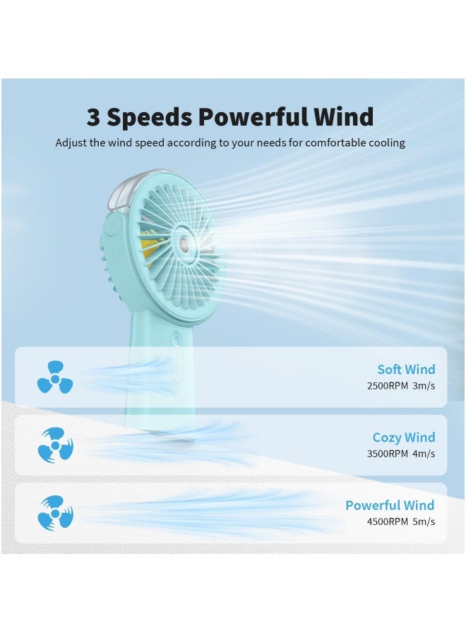 إسكدنيا مروحة رذاذ محمولة ببطارية قابلة لإعادة الشحن سعة 4000 مللي أمبير، مروحة محمولة لرش الماء، مروحة مكتبية ومحمولة 2 في 1، 3 سرعات للسفر، المنزل، المكتب، الهواء الطلق - Image 2