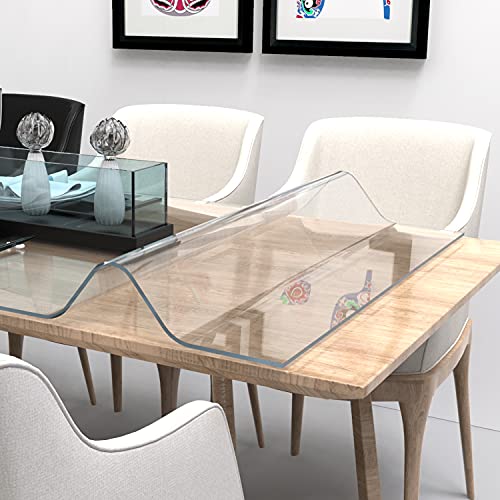 ETECHMART Clear Plastic Table Cover Protector Rectangle 24 x 48'', Thick Waterproof Transparent Table Protector for Dining Table, Non-Slip Heat Resistant Clear Desk Mat for Kitchen Office Desktop - Image 1