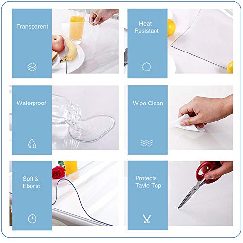 ETECHMART Clear Plastic Table Cover Protector Rectangle 24 x 48'', Thick Waterproof Transparent Table Protector for Dining Table, Non-Slip Heat Resistant Clear Desk Mat for Kitchen Office Desktop - Image 4