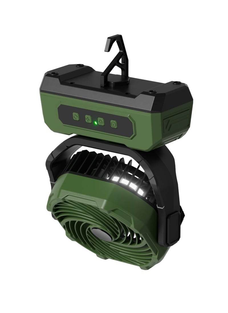 XICEN 20000mAH Rechargeable Camping Fan With LED Lights,Desk Fan, 270°Pivot, 4-Speed Ultra Long Range,Remote Control and Hook Camping Fan, Used for Camping, Fishing, and Outdoor Travel(green)  - Image 2