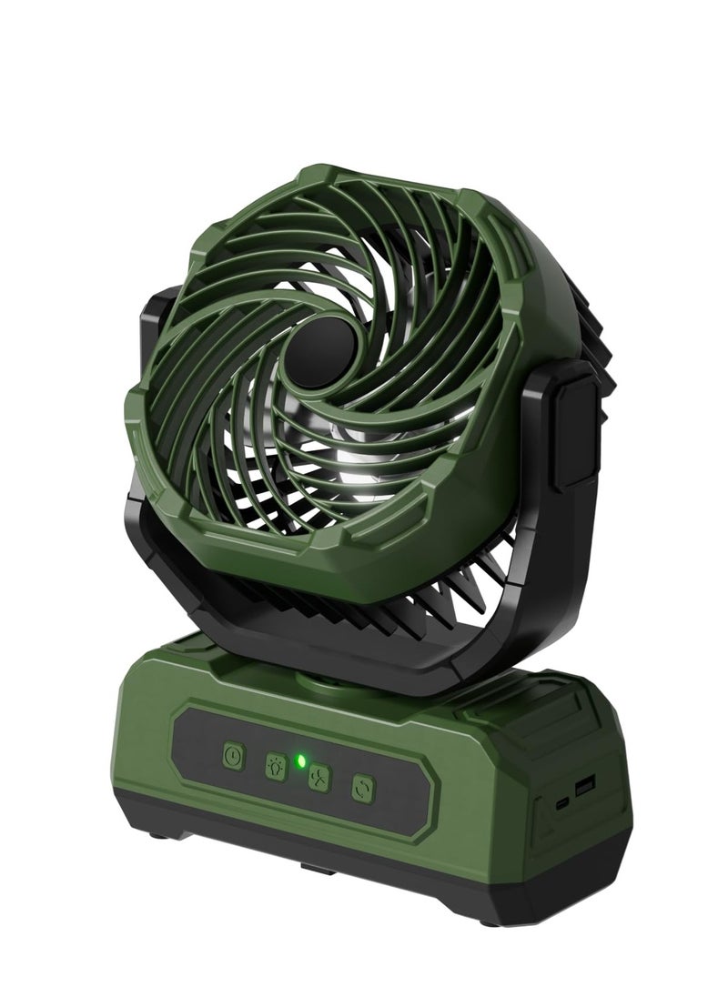 XICEN 20000mAH Rechargeable Camping Fan With LED Lights,Desk Fan, 270°Pivot, 4-Speed Ultra Long Range,Remote Control and Hook Camping Fan, Used for Camping, Fishing, and Outdoor Travel(green)  - Image 3