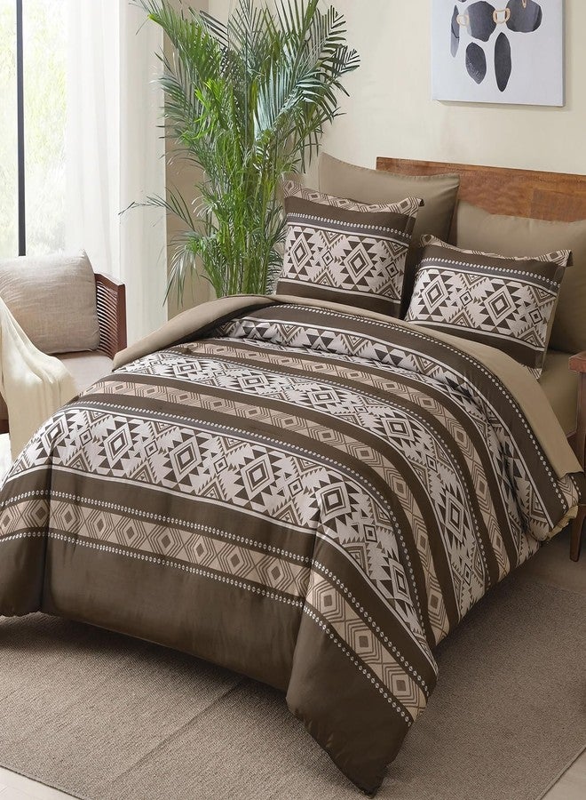 Anibedding Brown King Size Comforter Set 7 Pieces Boho Western Bedding Set for All Season, Aztec Bed in a Bag King Soft Microfiber Comforter Set with Sheets, Pillowcases & Shams - Image 2