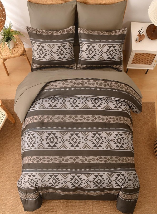 Anibedding Brown King Size Comforter Set 7 Pieces Boho Western Bedding Set for All Season, Aztec Bed in a Bag King Soft Microfiber Comforter Set with Sheets, Pillowcases & Shams - Image 3