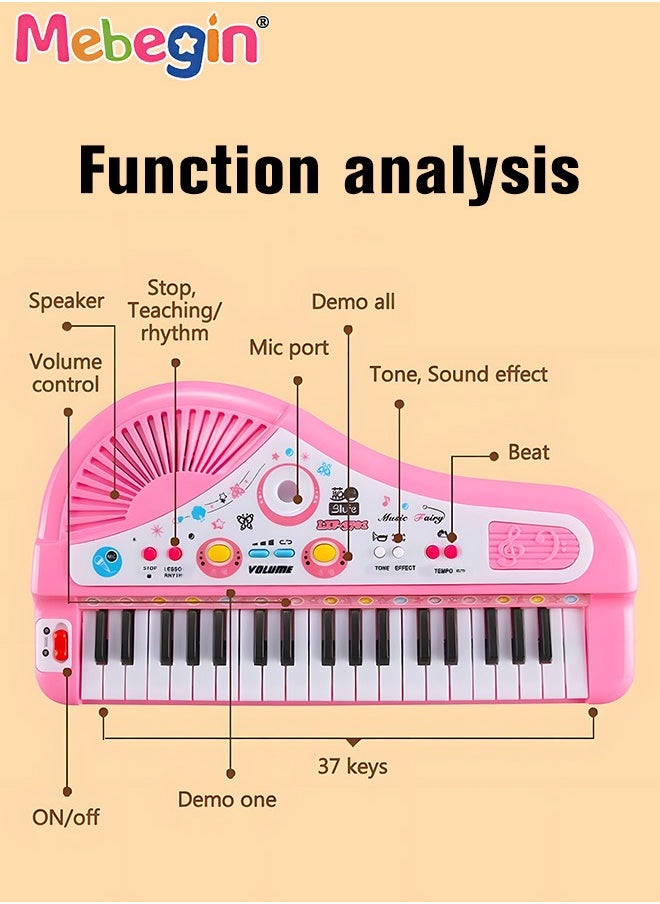 MEBEGIN Piano Keyboard Toy with Microphone, Multifunctional Electronic Piano Toy with Microphone, Preschool Learning Educational Instruments Toy, Great Toddler Musical Toy, Suitable for Kids Aged 3+ and Beginners to Practice, 35*19*20cm  - Image 3