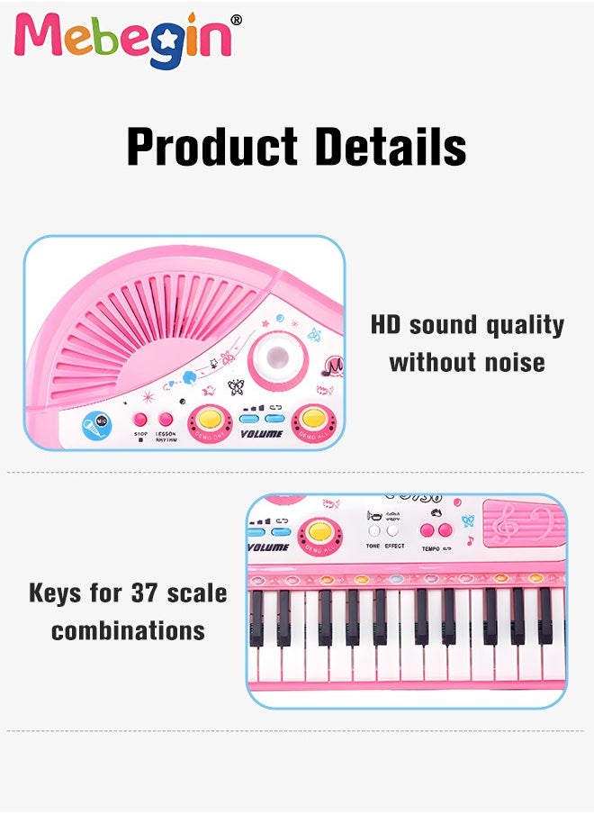 MEBEGIN - Piano Keyboard Toy with Microphone, Multifunctional Electronic Piano Toy with Microphone, Preschool Learning Educational Instruments Toy, Great Toddler Musical Toy, Suitable for Kids Aged 3+ and Beginners to Practice, 35*19*20cm - Image 1