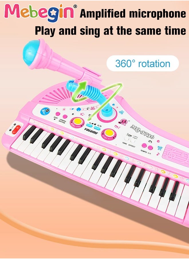 MEBEGIN - Piano Keyboard Toy with Microphone, Multifunctional Electronic Piano Toy with Microphone, Preschool Learning Educational Instruments Toy, Great Toddler Musical Toy, Suitable for Kids Aged 3+ and Beginners to Practice, 35*19*20cm - Image 1