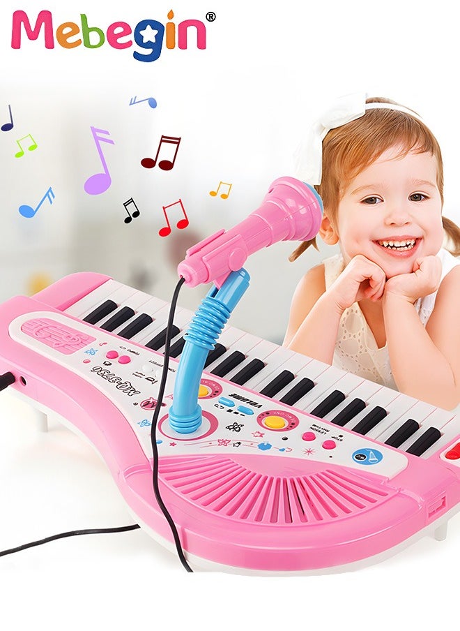 MEBEGIN Piano Keyboard Toy with Microphone, Multifunctional Electronic Piano Toy with Microphone, Preschool Learning Educational Instruments Toy, Great Toddler Musical Toy, Suitable for Kids Aged 3+ and Beginners to Practice, 35*19*20cm  - Image 1