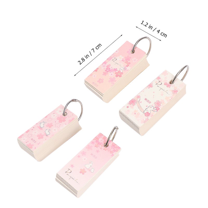 4pcs Sakura Pink Binder Note Pads Portable Loose-Leaf Notepad Flip Flash Cards Memo Scratch Notes Pads for School Office  (Mixed Pattern) - Image 2