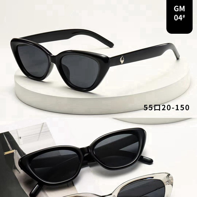 GP New Trendy Black Frame Sunglasses for Women and Men - Slimming, UV400 Protection, Fashionable Cat-Eye  Design - Image 1