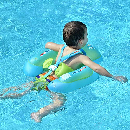 SwimBoBo [New Upgraded] Swimbobo Baby Swim Float Kids Inflatable Swimming Ring with Safety Support Bottom Swimming Pool Accessories for 3-12 Months (Blue, S) - Image 1