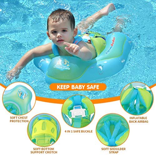 SwimBoBo [New Upgraded] Swimbobo Baby Swim Float Kids Inflatable Swimming Ring with Safety Support Bottom Swimming Pool Accessories for 3-12 Months (Blue, S) - Image 4