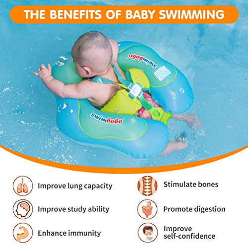 SwimBoBo [New Upgraded] Swimbobo Baby Swim Float Kids Inflatable Swimming Ring with Safety Support Bottom Swimming Pool Accessories for 3-12 Months (Blue, S) - Image 2