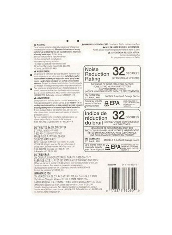 3M 8-Piece Tapered Hearing Protector Disposable Earplugs Set Multicolour 2.2 x 14 x 10 cm 92050H4-DC - Image 2