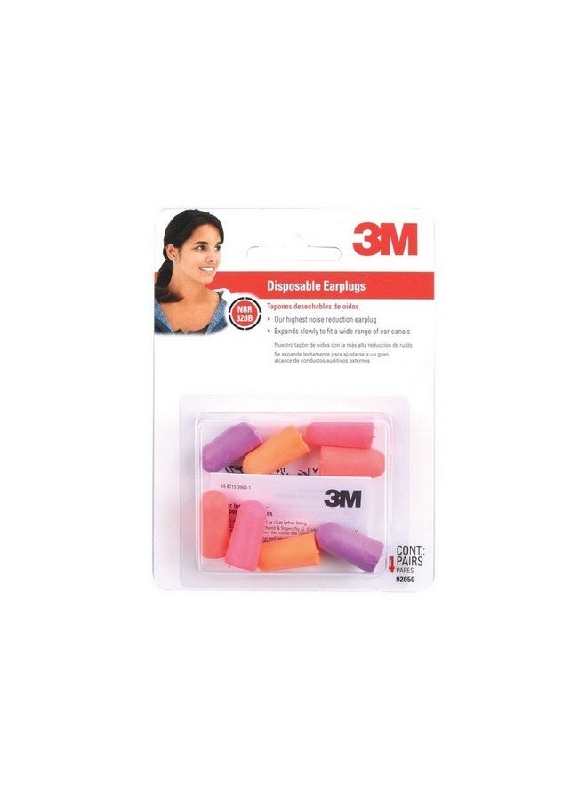 3M 8-Piece Tapered Hearing Protector Disposable Earplugs Set Multicolour 2.2 x 14 x 10 cm 92050H4-DC - Image 1