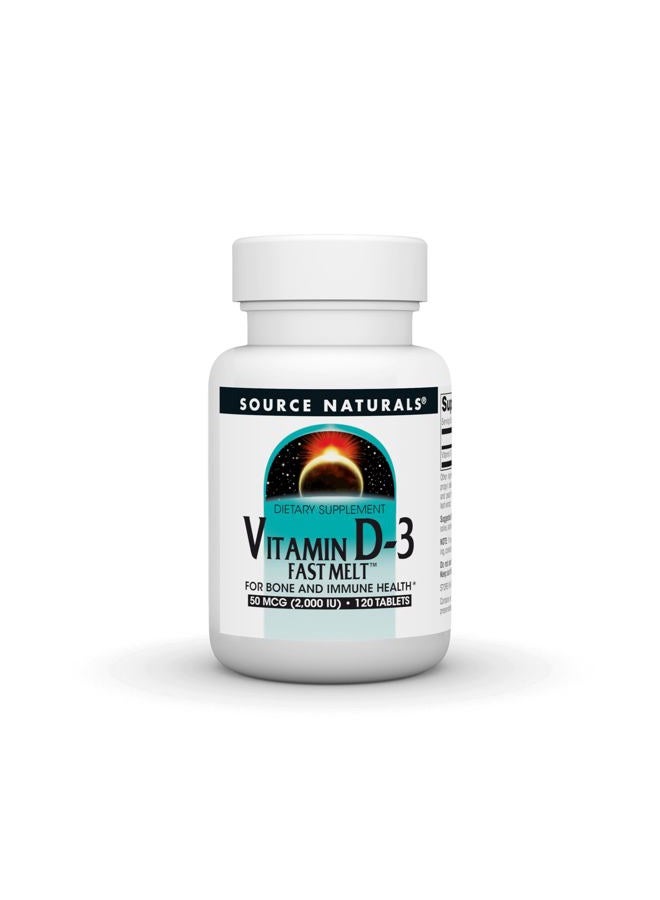 Source Naturals Vitamin D-3 2000 iu Supports Bone & Immune Health - Black Cherry Peach Flavor - 120 Fast Melt Tablets - Image 1