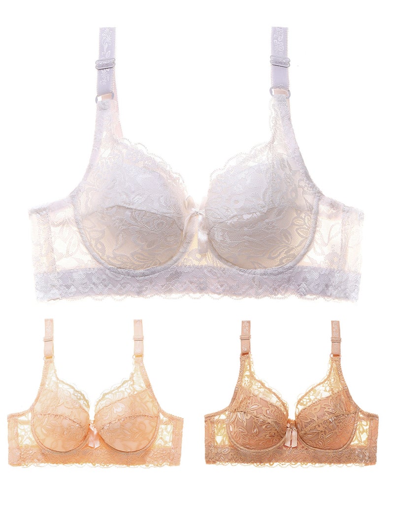 Women Lace Bra with Underwire Thin Padded Plus Size Bras - Image 2