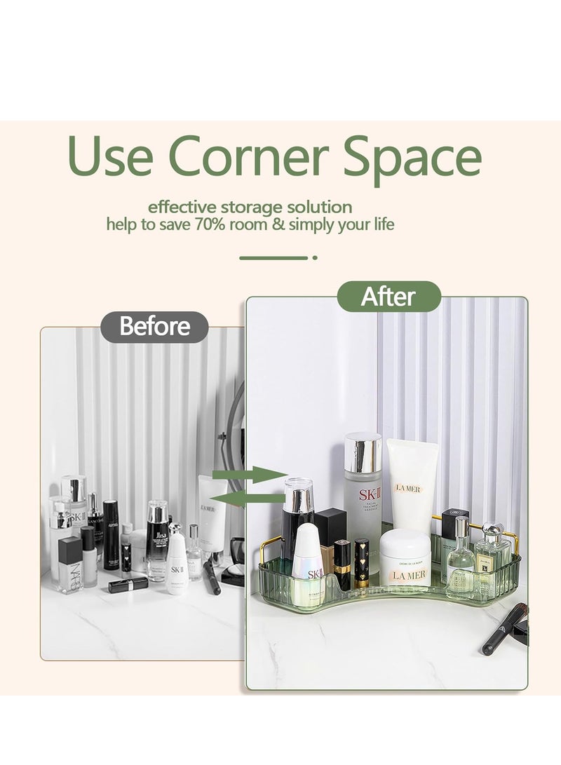 شاربدو منظم عداد الحمام بزاوية 90 درجة، صواني الزينة لرف تخزين مستحضرات التجميل للعناية بالبشرة، منظم العطور ومستحضرات التجميل، سطح الطاولة، رف توابل المطبخ - Image 3
