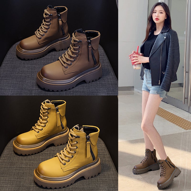2026 New Style Martin Boots for Women, Retro Motorcycle Boots, and Leather Short Work Boots, British Style Versatile Women''s Boots - Image 2