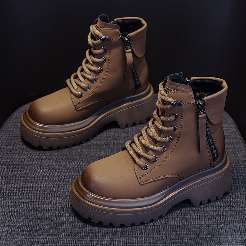 2026 New Style Martin Boots for Women, Retro Motorcycle Boots, and Leather Short Work Boots, British Style Versatile Women''s Boots - Image 4