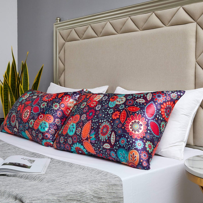 MR&HM Satin Pillowcase for Hair and Skin, Silk Satin Pillowcase 2 Pack, Queen Size Pillow Cases Set of 2, Silky Pillow Cover with Envelope Closure (20x30, Sunflower) - Image 5