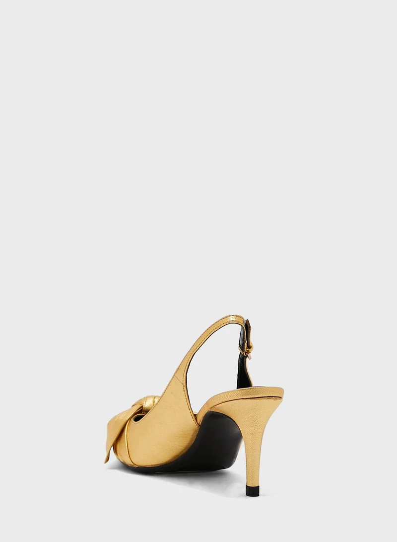 Ted Baker Kriisty Metallic Bow Slingback Pumps