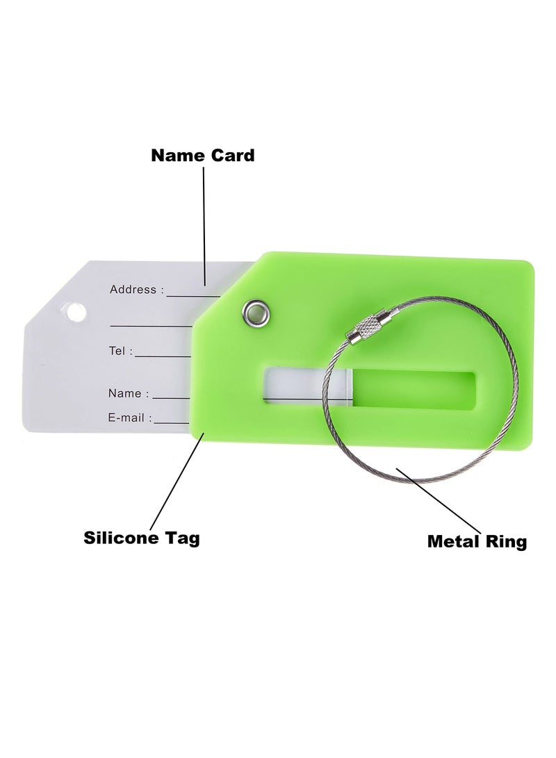 KASTWAVE 5 Pack Silicone Luggage Tag, With Name ID Card Quickly Spot Luggage Suitcase, Anti-lost Tag, Green - Image 3