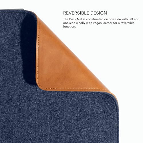 DailyObjects Premium Vegan Leather Mini Desk Mat Organiser | Anti-Skid | Anti-Slip | 63 * 28 cm | Reversible Desk Spread Turf Desk/Laptop Mat for Work from Home/Office/Gaming | Turf Felt - Blue - Image 3
