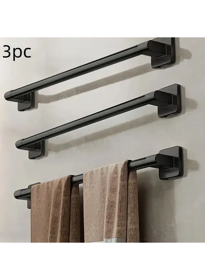 3pcs Black No Drill Wall Mount Towel Rack 15.75 Inch Strong Bathroom Space Saving - Image 1