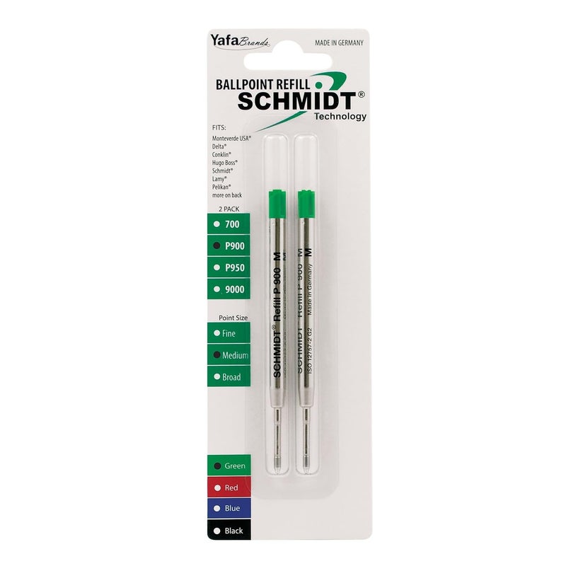 Schmidt P900 Ballpoint Tc Ball Parker Style Refill Medium, Green, 2 Pack Blister (SC58138) - Image 5