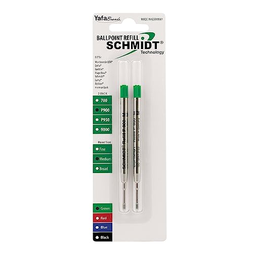 Schmidt P900 Ballpoint Tc Ball Parker Style Refill Medium, Green, 2 Pack Blister (SC58138) - Image 1