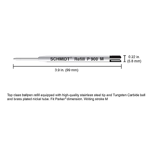 Schmidt P900 Ballpoint Tc Ball Parker Style Refill Medium, Green, 2 Pack Blister (SC58138) - Image 4