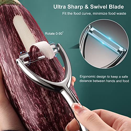 SUCCFLY Vegetable Peeler Stainless Steel, Premium Potato Peelers for Kitchen, Veggie Fruit Peeler, Apple Carrot Cucumber Peeler，Ultra Sharp Rotary Blade, Heavy Duty Ergonomic Handle (5-year warranty） - Image 4