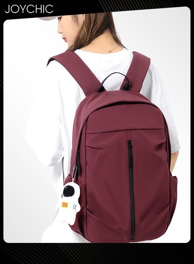 Joychic حقيبة ظهر عمل مقاومة للسرقة مصنوعة من البوليستر القابل للماء بسعة كبيرة مع قلادة رائد الفضاء للنساء طالبات الجامعات لون أحمر خمري - Image 1