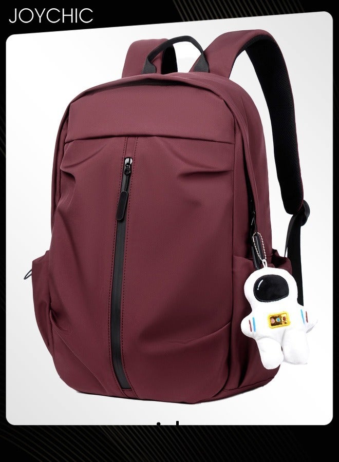 Joychic حقيبة ظهر عمل مقاومة للسرقة مصنوعة من البوليستر القابل للماء بسعة كبيرة مع قلادة رائد الفضاء للنساء طالبات الجامعات لون أحمر خمري - Image 4