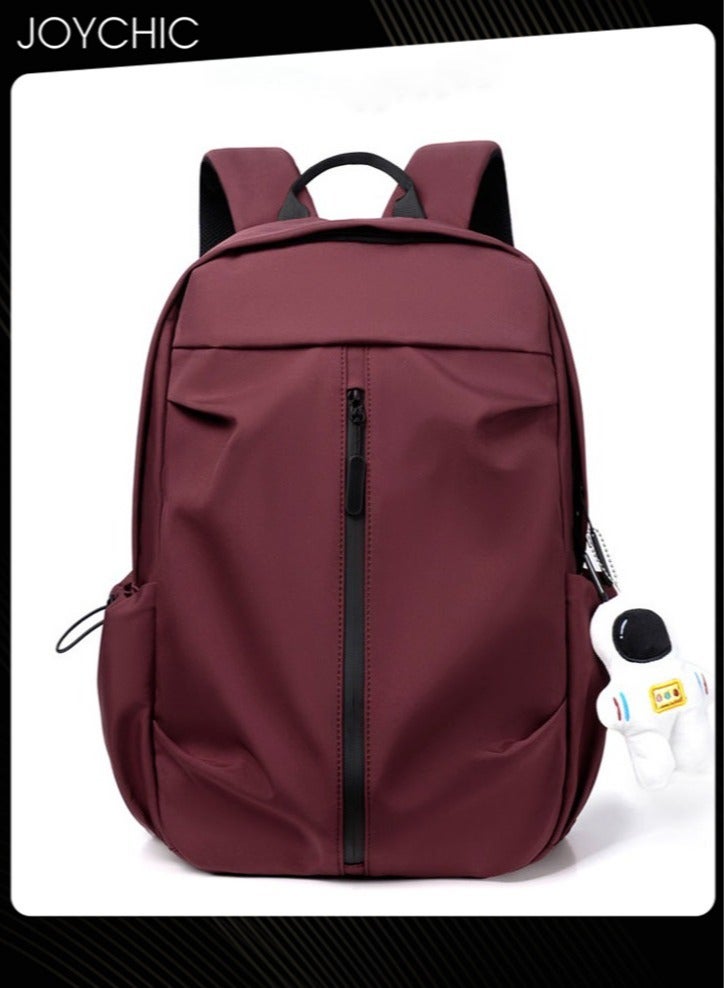 Joychic حقيبة ظهر عمل مقاومة للسرقة مصنوعة من البوليستر القابل للماء بسعة كبيرة مع قلادة رائد الفضاء للنساء طالبات الجامعات لون أحمر خمري - Image 3