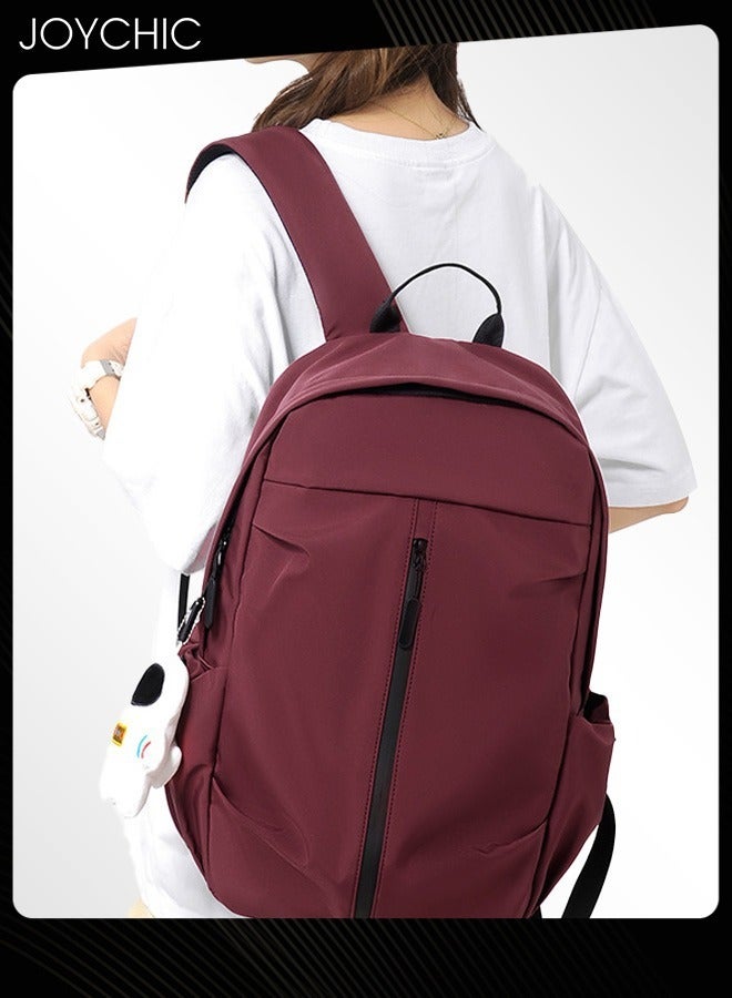 Joychic حقيبة ظهر عمل مقاومة للسرقة مصنوعة من البوليستر القابل للماء بسعة كبيرة مع قلادة رائد الفضاء للنساء طالبات الجامعات لون أحمر خمري - Image 2