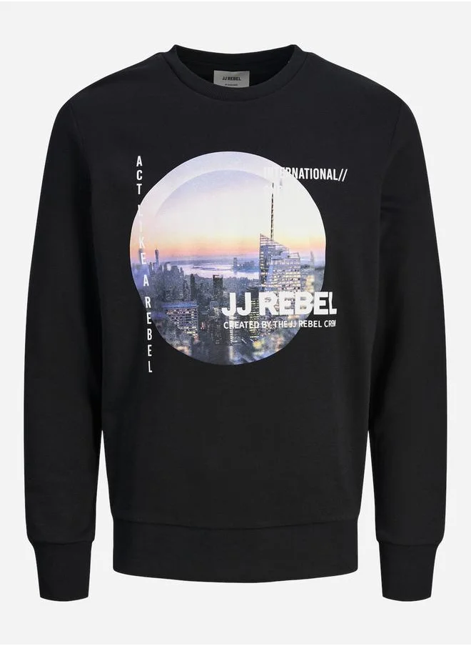 JJ Rebel Graphic Print Rib Cuffed Sweatshirt