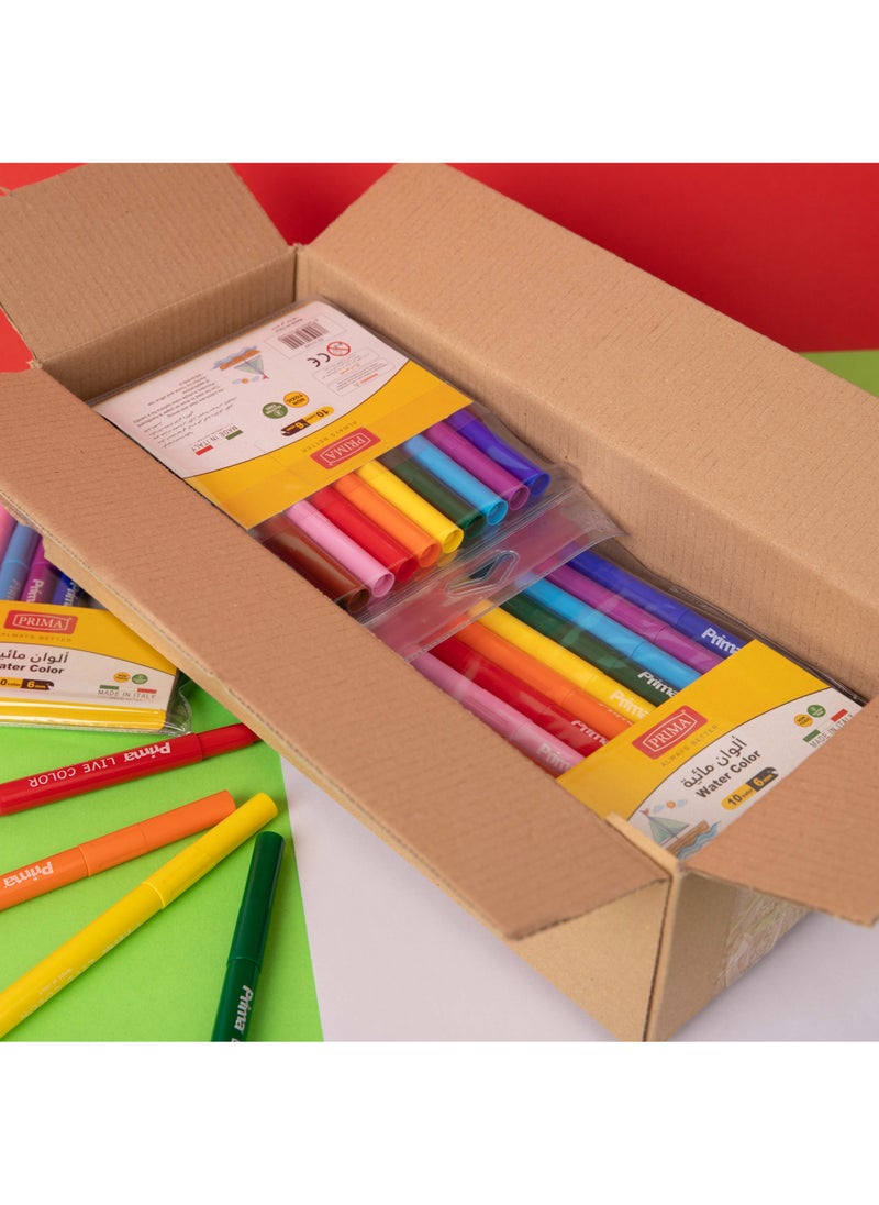 بريما مجموعة أقلام رسم مائية قابلة للغسل - عبوة 10 ألوان برأس 6 مم لخطوط جريئة وتظليل سلس، حبر سهل الغسل وغير سام، علبة مريحة تحوي 12 قلمًا مناسبة للمنزل والمدرسة والورش الفنية - Image 3