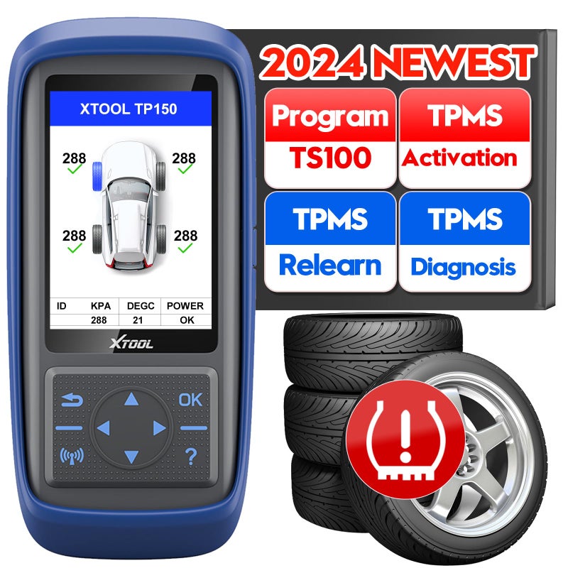 XTOOL XTOOL TP150 TPMS Programming Tool 2025 TPMS Relearn Tool ActivateRelearn All Known TPMS Sensors Program XTOOL TS100 Sensors 315 433MHz TPMS ResetDiagnosis