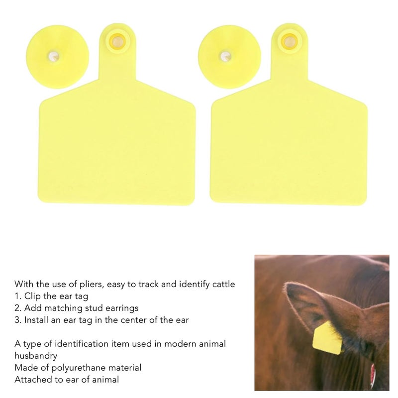 Cattle Ear Large, Animal Identification, Yellow Livestock Handling Supplies with 100 Set, Plastic Ear for Cattle, to Write and Customize for Farm - Image 4