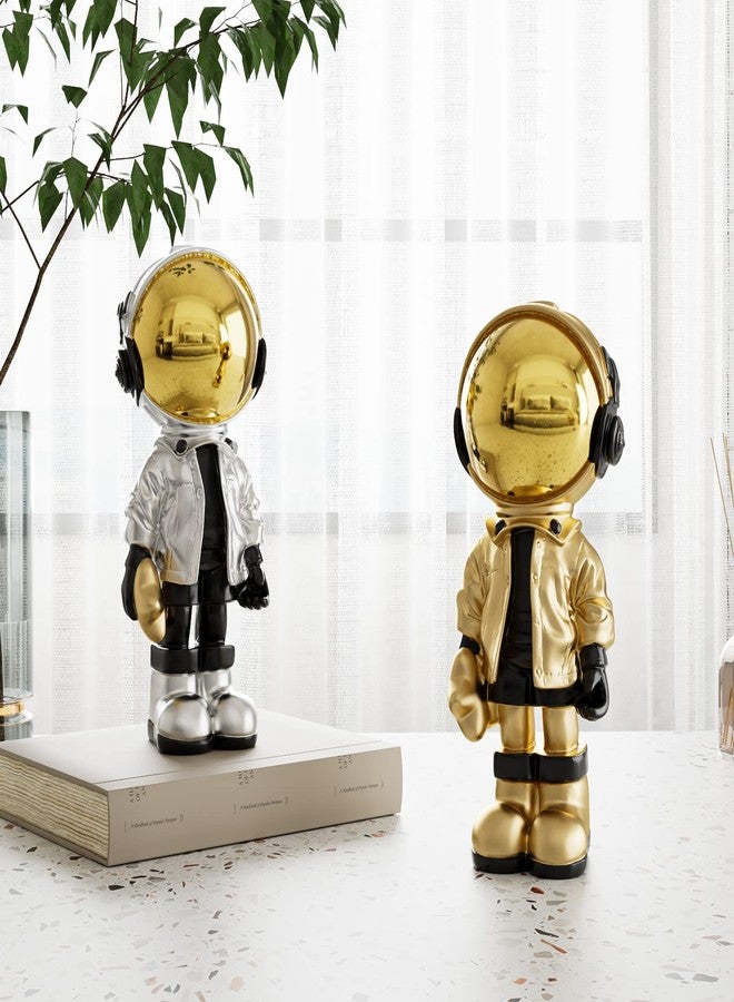 EZ4ENCE Figurine Statue Astronaut Sculpture Spaceman Decor,Sculptures Home Decor,Arts Silver Shelf Decoration,Cool Metal Mask Table Decor,Large Spaceman Figure Ornament - Image 4