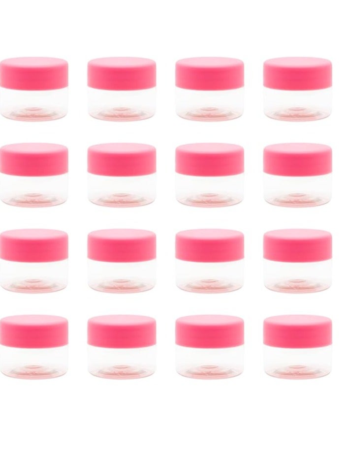 Pack Of 700 Clear White Plastic Jars, 20Ml Pink Lid, High Quality Hygienic Plastic Jars, Refillable Empty Round Jar Storage Container - Image 1