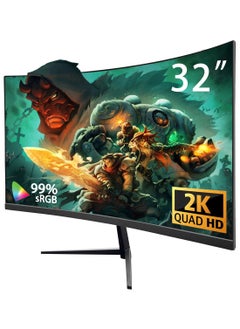 HILUKE 32 inch Curved Gaming Monitor, 165Hz 1ms 2K 1440P 144Hz Monitor, 2800R HVA Display, FreeSync Premium, HDR, 120% sRGB, DisplayPort/HDMI/USB, Vesa Support  - Image 1