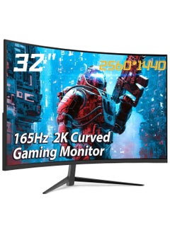 HILUKE 32 inch Curved Gaming Monitor, 165Hz 1ms 2K 1440P 144Hz Monitor, 2800R HVA Display, FreeSync Premium, HDR, 120% sRGB, DisplayPort/HDMI/USB, Vesa Support  - Image 2