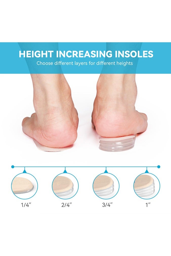 بوفان رفع الكعب، 4 طبقات من الجل بسمك بوصة واحدة لرفع الأحذية للنساء ذوات الساقين غير المتساويتين، مصاعد كعب تقويمية قابلة للتعديل لألم الكعب وتفاوت طول الساق، نعل كعب إسفيني 1/4 بوصة 1/2 بوصة 3/4 بوصة (مقاس صغير، زوج واحد) - Image 2