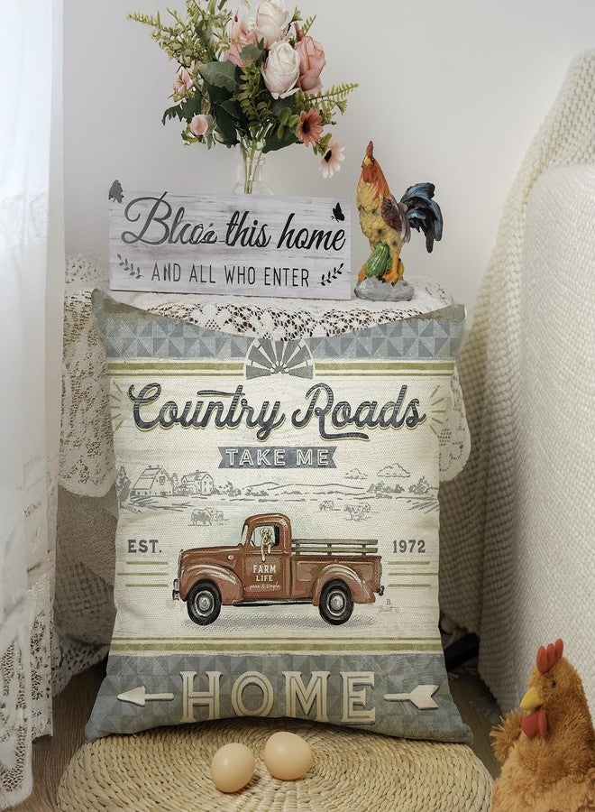 Faromily Vintage Farmhouse Animal Pillow Covers 18x18 Set of 4 Retro Farmer's Market Truck Rooster Sheep Feed Seed Premium Poultry Farm Home Décor Throw Pillow Case Cushion Cover for Sofa (18" X 18") - Image 3