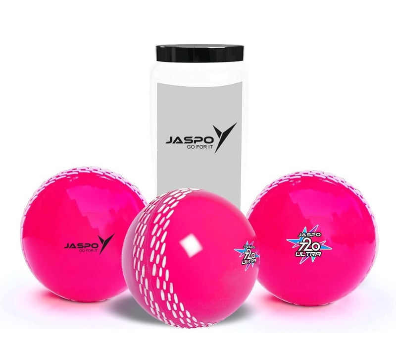 jaspo T20 Ultra Practice Cricket Balls (Pack of 3) for Indoor & Outdoor Play,Weight 125-1 30 GMS, Colour Pink, Synthetic Rubber Material - Image 1
